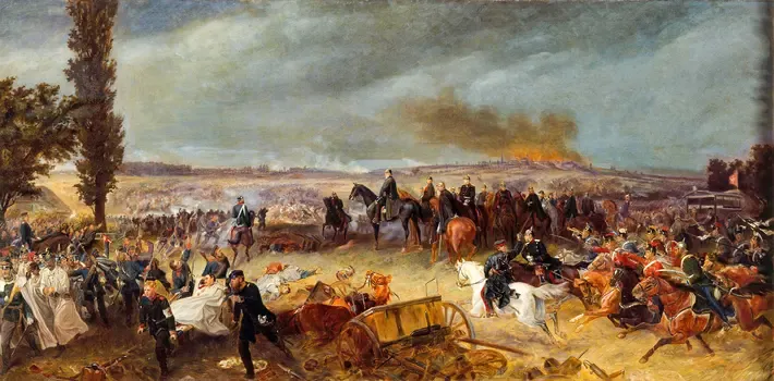 Painting: The battle of Königgrätz, 3rd July, 1866, by Georg Bleibtreu