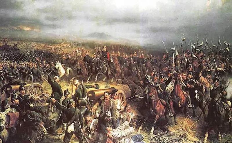 Painting: Prussia defeats Austria at Koeniggratz, 3rd July, 1866, by Christian Sell